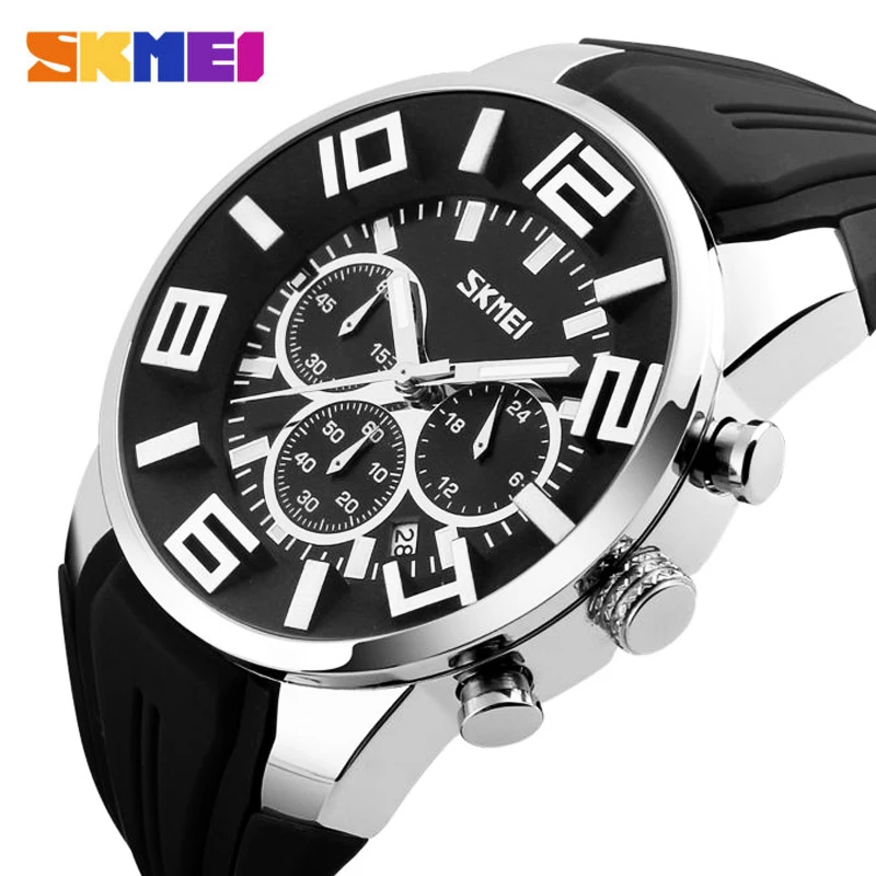 Часы наручные SKMEI мужские с хронографом брендовые водонепроницаемые кварцевые