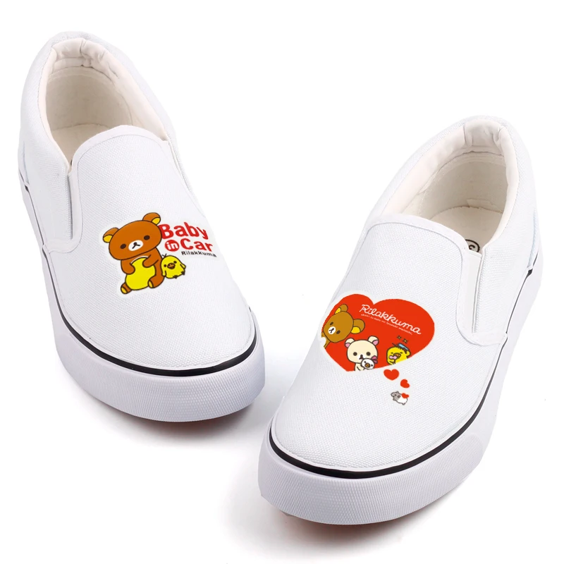 E-LOV с низким верхом Цвет черный белый слипоны граффити принт мультяшного медведя