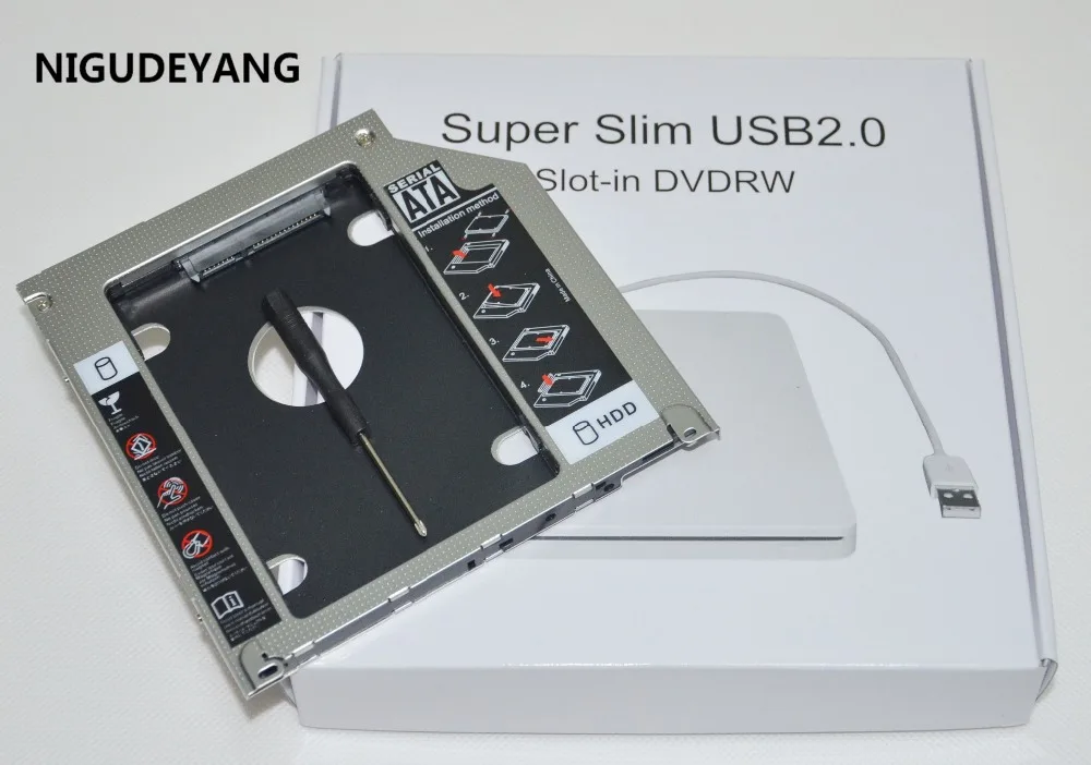 NIGUDEYANG 2 й жесткий диск SSD однокорпусный оптический Caddy для Macbook Pro + корпус USB чехол