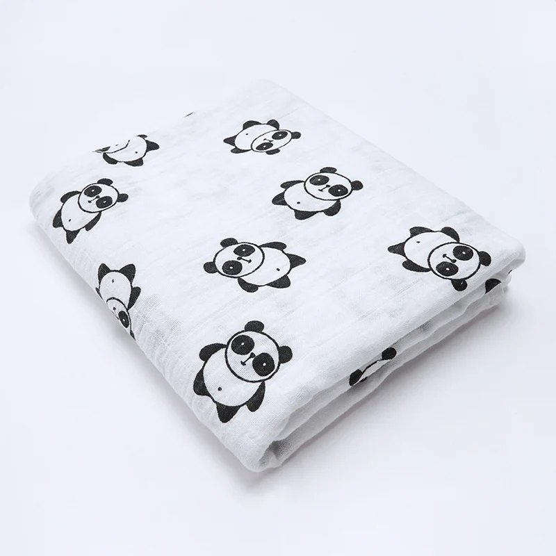 panda Muslinlife хлопковые пеленки для новорожденных, детские одеяла, черно-белое Марлевое банное полотенце 120*120 см - Цвет: panda