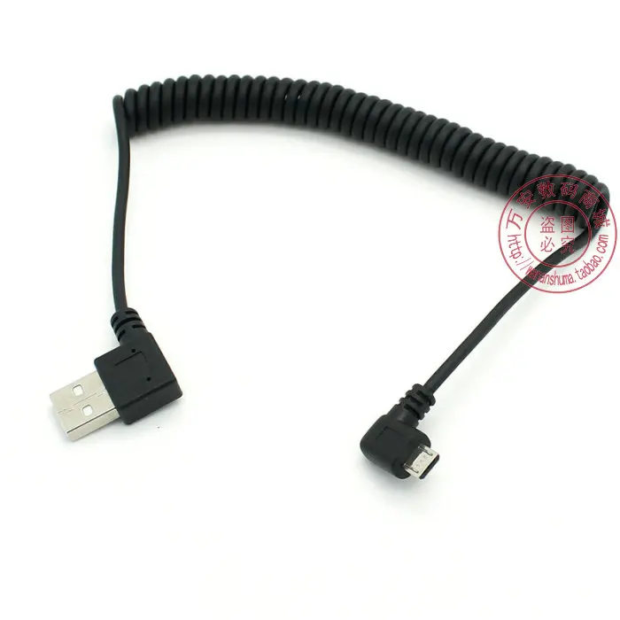 Micro usb штекер 90 градусов левый угловой к пружинный выдвижной Эластичный кабель