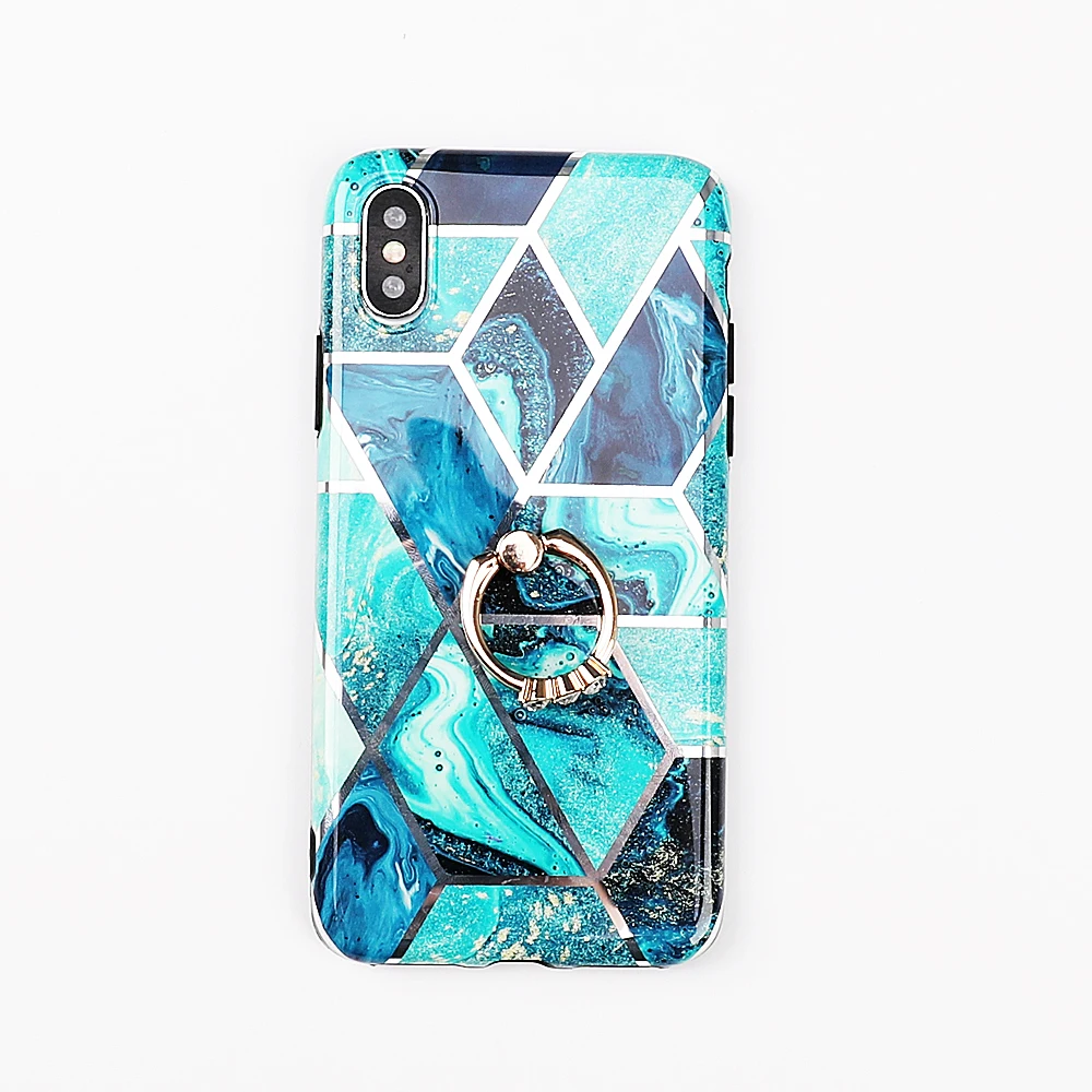 Чехол для телефона LOVECOM для iPhone 11 Pro XR XS Max 6 6S 7 8 Plus X Мягкая Гальваническая мраморная задняя крышка с кольцом на палец