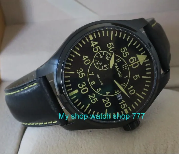 

44mm Parnis Sapphire Crystal Japanese 8255 automatic Self-Wind Movement Men's Watch Luminous Mechanical watches PVD case
