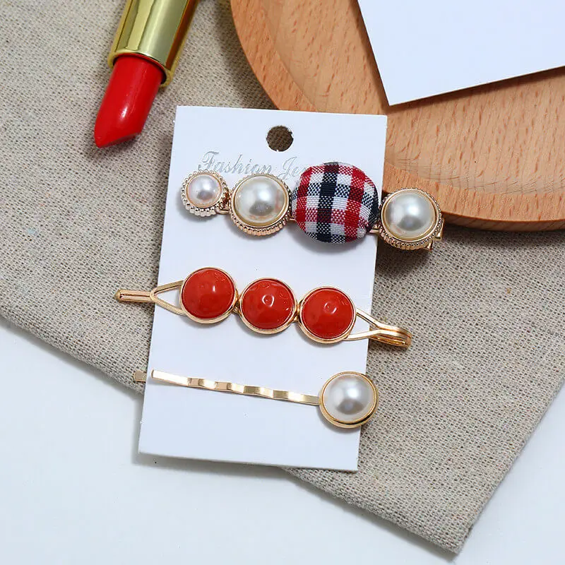 

3 Pcs/Set Women Metal Pearl Hair Clip Hairband Comb Bobby Pins Popular Korean Style Hair Barrettes Hairpins Hair Accessories