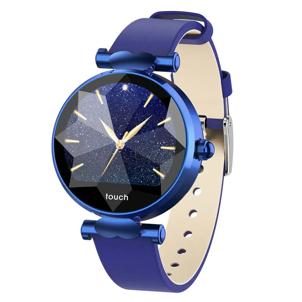 Blue COXANG B80 женские Смарт-часы с диамоном, экран, женские для фитнеса, браслет, пульсометр, кровяное давление, шагомер, женские умные часы - Цвет: Blue