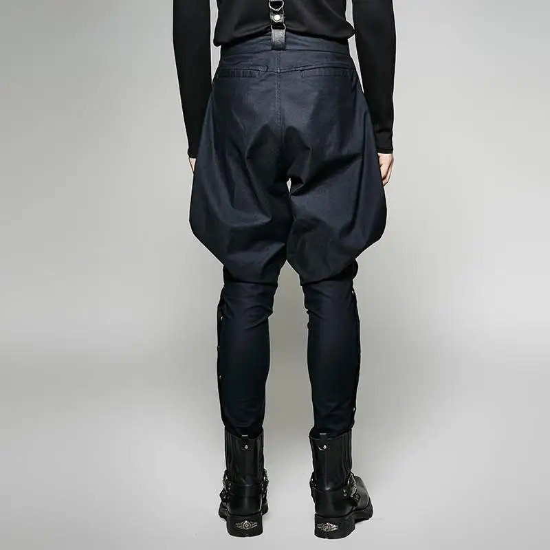 Punk Rave Men's Black Baggy Pants With Shoulder Harness K-269 | Мужская одежда
