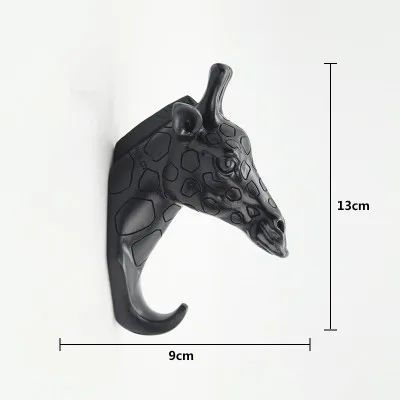 Giraffe Black Изготовленный олень, носорог, слон, жираф, лошадь, животное, декоративный крючок, креативная модель из смолы, настенный крючок для ванной комнаты, настенный крючок - Цвет: Giraffe Black