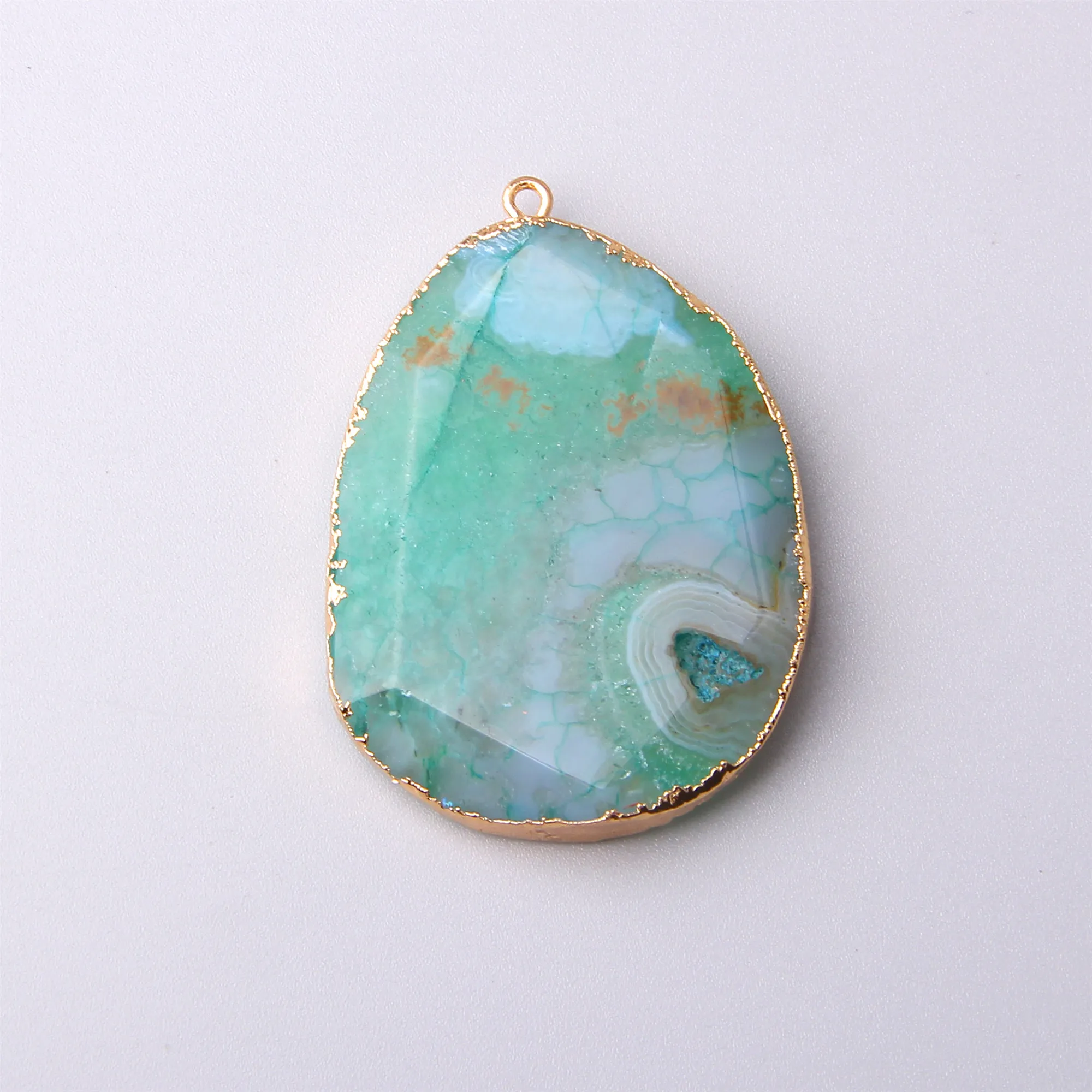 Green agates druzy pendant Women's handmade healing Stone Made Quartz Druzy Pendant Natural Stone Jewelry Druzy wholesale DIY