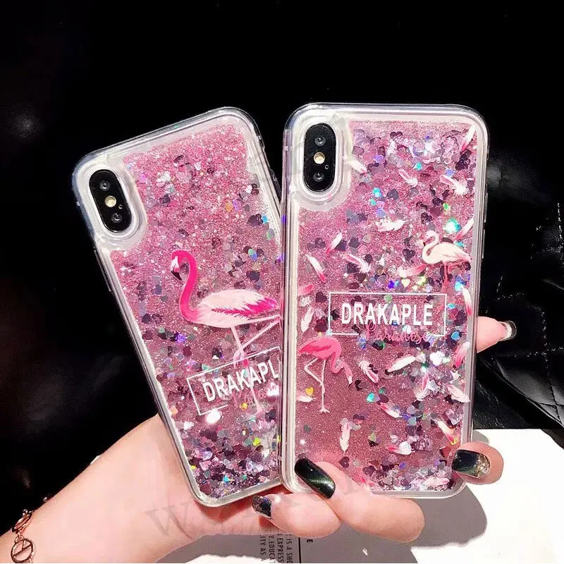 Блеск Жидкая розовый чехол с сияющими блестками для samsung Galaxy A30 A50 M10 M20 S10 S10E A7 A6 A8 S8 S9 плюс J6 J4 плюс мультфильм Обложка