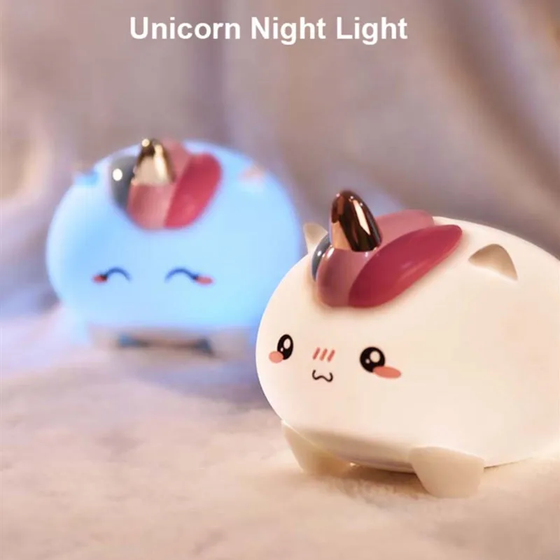 Силиконовый USB светодиодный ночник прикроватный светильник в виде единорога с