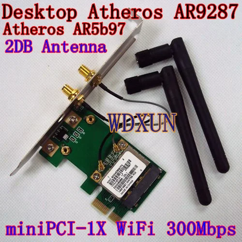 Бесплатная доставка встроенный Настольный Wi Fi AR9287 300M PCI E 1x беспроводная карта с 2