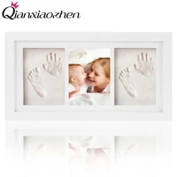 qianxiaozhen newborn baby diy handprint footprint photo frame baby frame nontoxic clay fingerprints inkpad baby shower souvenir