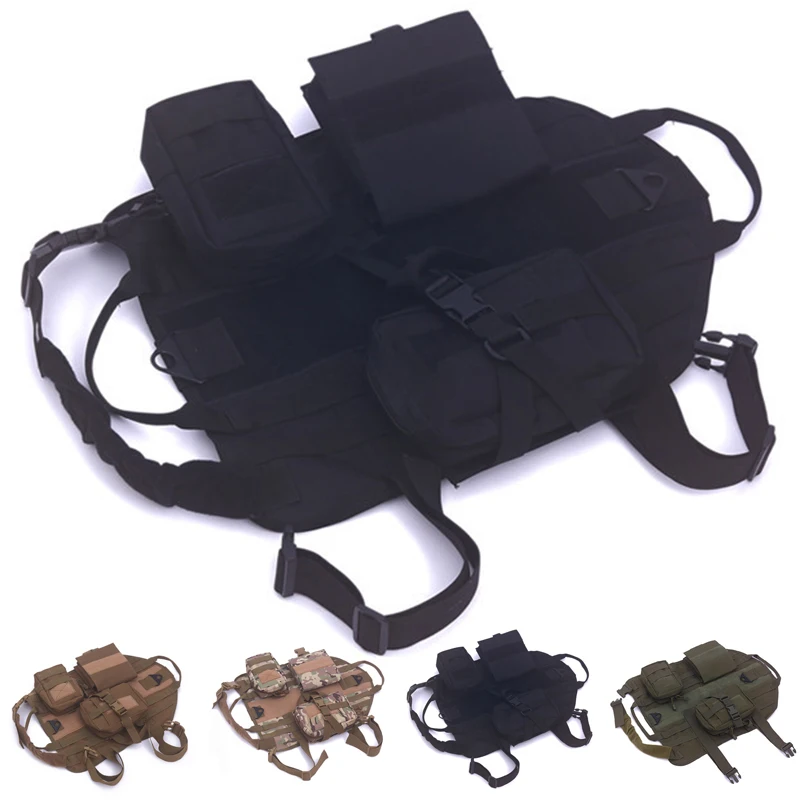 Камуфляжный/черный/зеленый/коричневый жилет для собак с 3 мешками нейлоновый