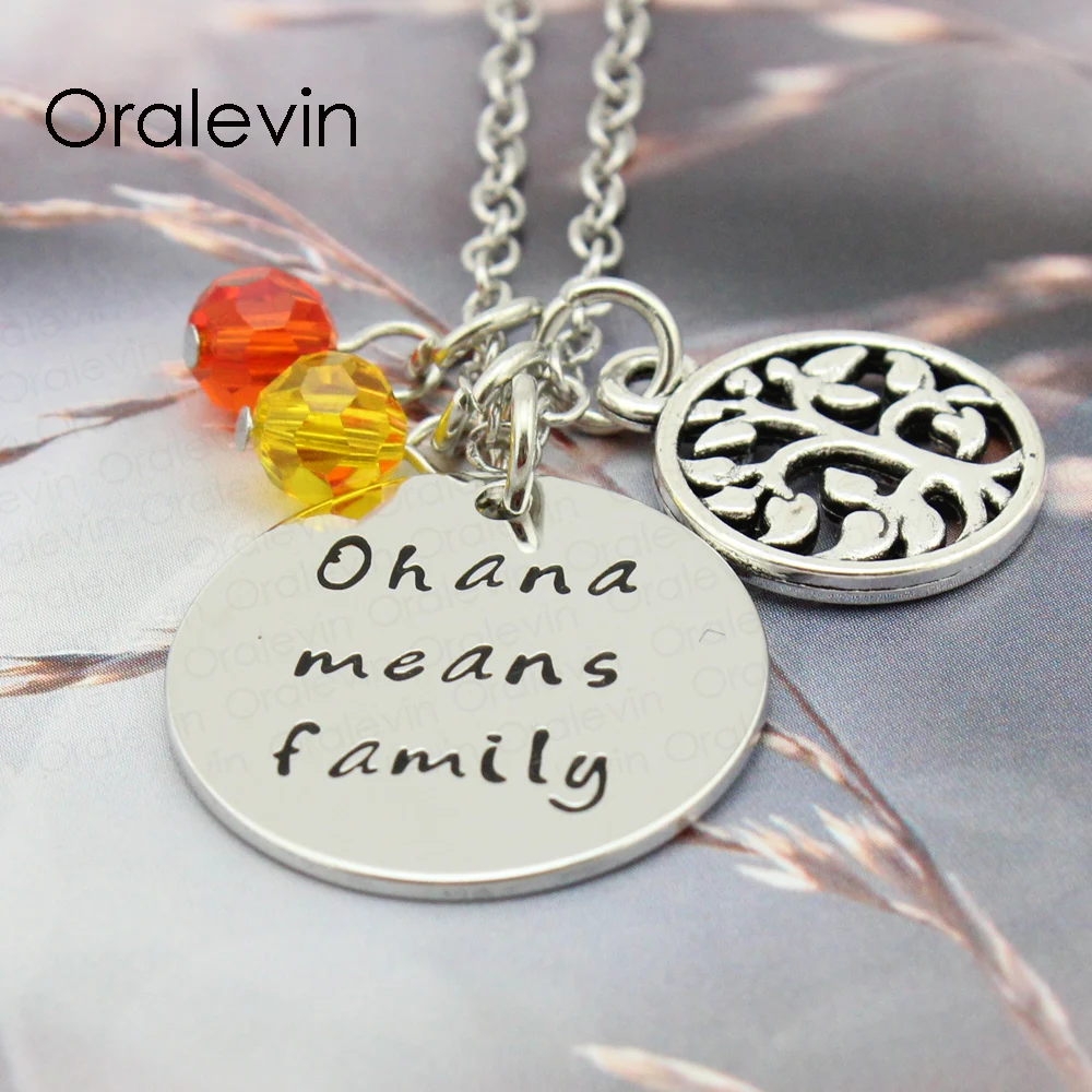 Ohana значит семья ожерелье цветок посеребренные подвески цепь Рождественский