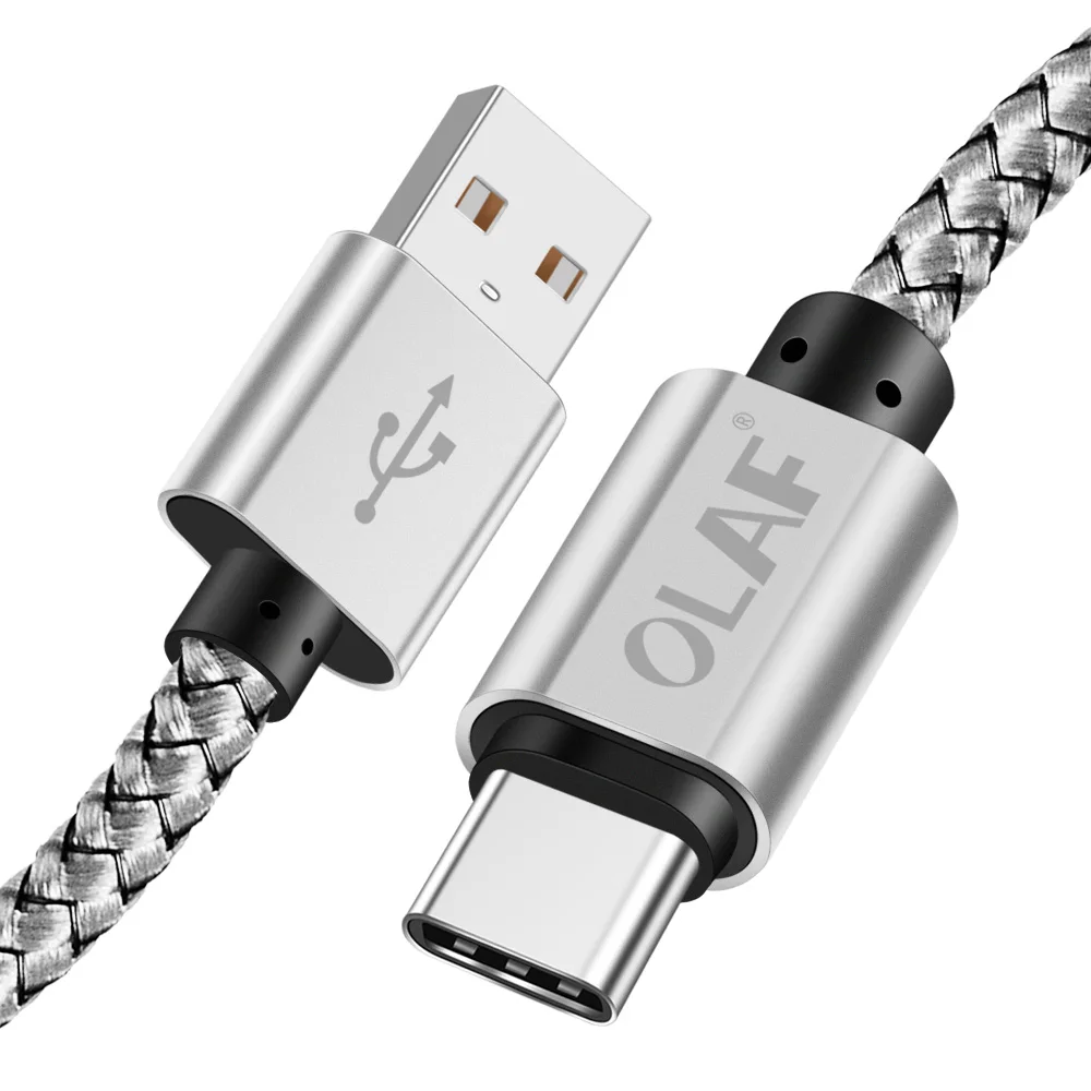 Silver Олаф USB-C usb type-C кабель 3 м 2 м 5 в 2,4 А кабель для быстрой зарядки для samsung s9 s8 note 8 9 huawei xiaomi mi6 mi 8 oneplus type-c - Цвет: Silver