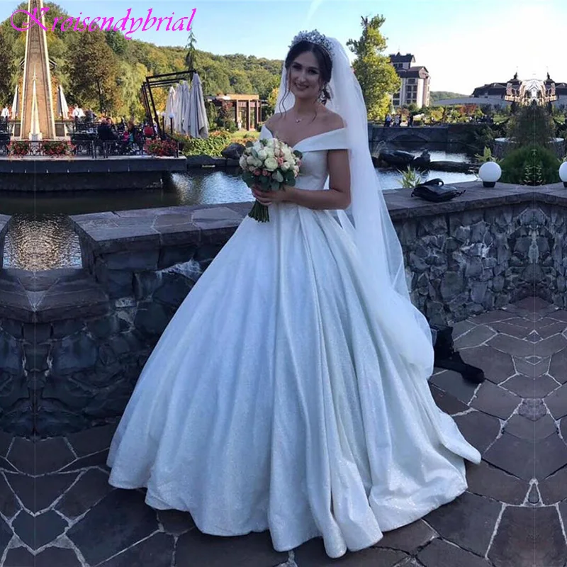 DZW434 Sexy Off Shoulder Puffy Ball Gown Wedding Dress For Women Tulle 2019 Long Bridal Dresses Vestido De Noiva Custom Made | Свадьбы и
