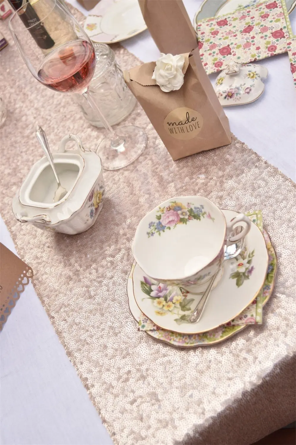 Скатерть с блестками цвета шампанского-14x108in-скатерть оптом блестящая элегантная