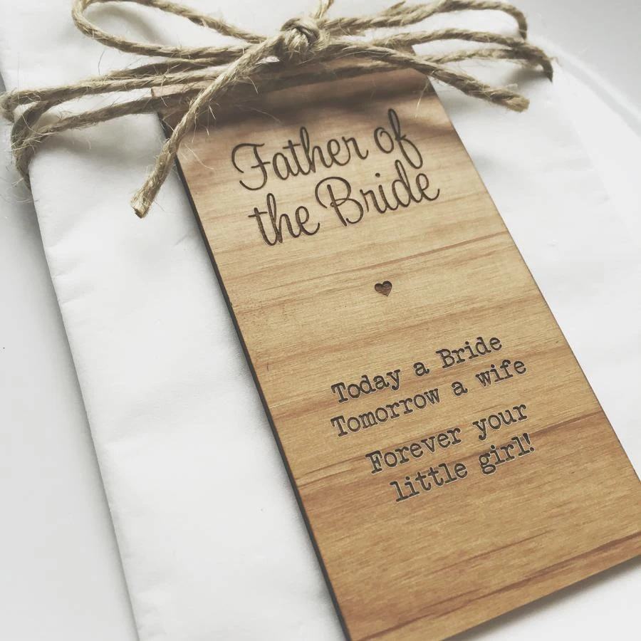 Father of the Bride, Personalize Wedding gifts for guests,Wooden Place card,Rustic Wedding decor,Wedding decor, Napkin Rings