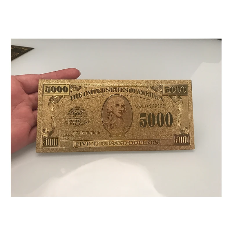 24k золотые банкноты фальшивые 5000 долларов счета в Мир бумажных денег купюры