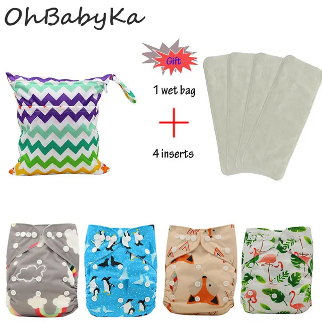 08 OhBabyKa 8 упаковок многоразовые подгузники для младенцев с героями мультфильмов, подарочные моющиеся детские карманные тканевые подгузники+ 3 слоя микрофибры вставки - Цвет: 08