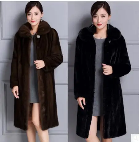 Women Long Section Fake Mink Fur Jackets Winter Autumn Casual Man-Made Fur Coats Large Size Female Immitation Fur Outwears J2420