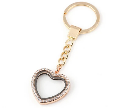 10 шт./лот подвеска-медальон со стразами в форме сердца с брелоками стеклянные