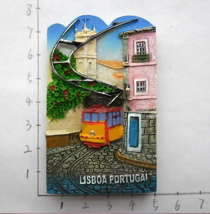 Lisboa Лиссабона трамвай Португалия Путешествия Сувенир 3D Смола декоративный магнит для холодильника ремесло подарок