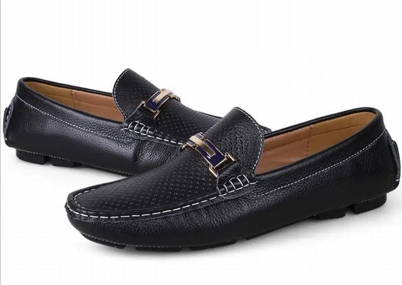 100% GENUINE LEATHER MEN SHOES handmade big size Driving shoes casual breathable moccasin hole summer Soft Loafers Oxfords | Обувь