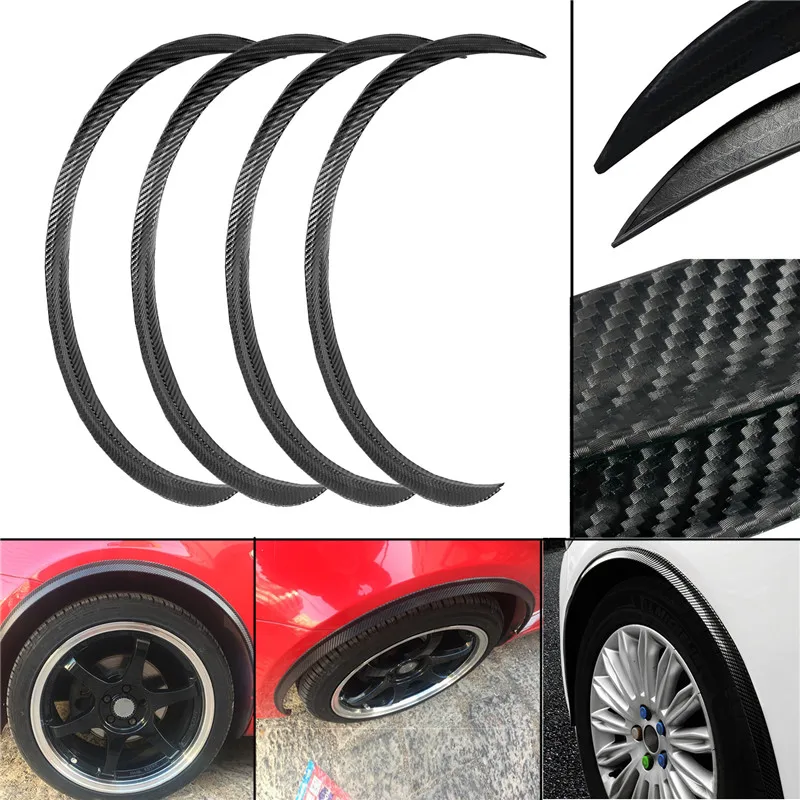 4PCS Carbon Fiber Car Soft rubber Wheel Eyebrow Mudguards mobile Arch Trim Waterproof Auto Pruned Strip Protector Fender | Автомобили и
