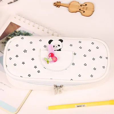 White 1 шт. Kawaii Большой Ёмкость из искусственной кожи узкие брюки сумка, школьные принадлежности милые Карамельный цвет мультфильм Животные пенал для карандашей ручек канцелярских принадлежностей - Цвет: White