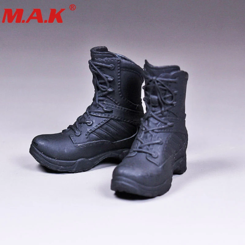 

1/6 female girl lady woamn shoes policewoman combat boots with feet inside for 12'' action figure accessory