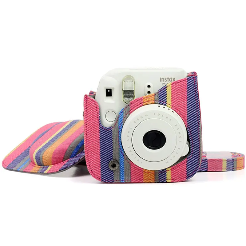 Camera Bag Case Pouch For Fujifilm Instax Mini 8 8+ 9 Accessories Stripe Comics Canvas Instant Shoulder Cover | Электроника