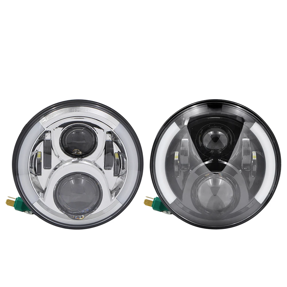 

BJMOTO Motorcycle 7'' Headlight For Harley LED Projector Hi/Lo Headllamp DRL Turn Signal light lamp with Angel Eye