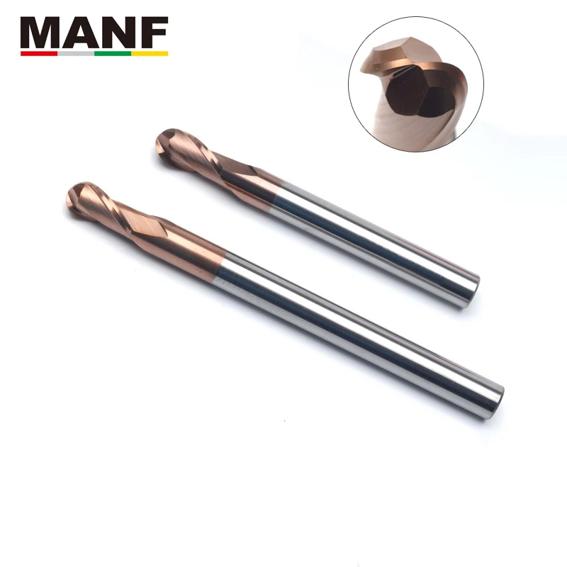 Длинная Концевая фреза MANF с 2 канавками HRC55 R2mm R3mm R4mm сферические концевые фрезы