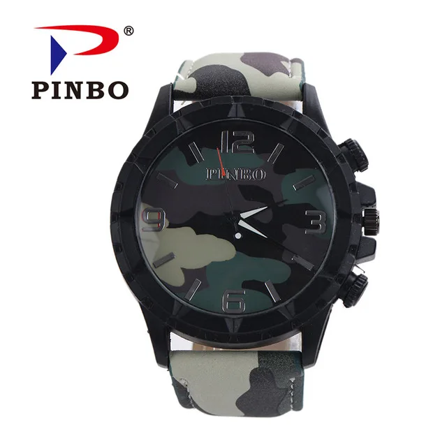 Новые военные камуфляжные мужские спортивные кварцевые часы с кожаным ремешком|Кварцевые часы| |