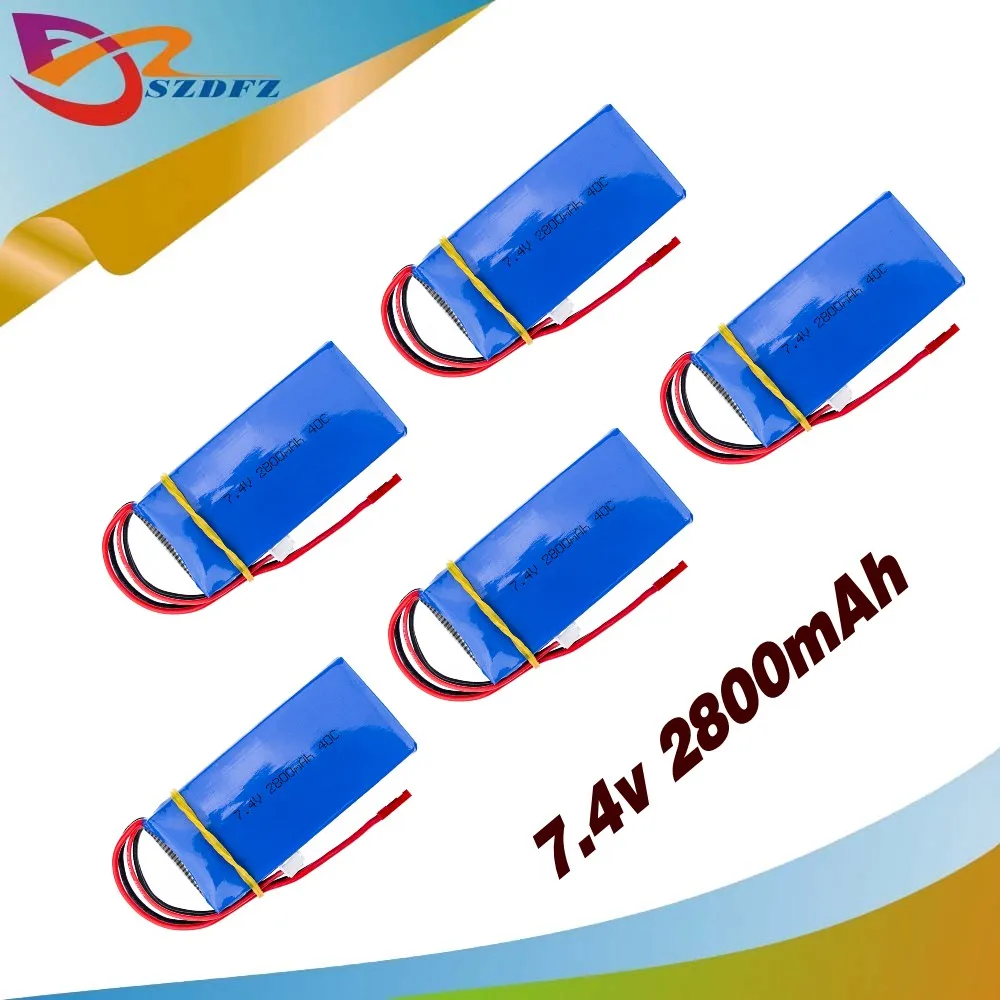5 шт. Липо 7.4 В 2800 мАч 2 s батареи для WLtoys V262 V333 V323 V666 вертолет Quadcopter беспилотный