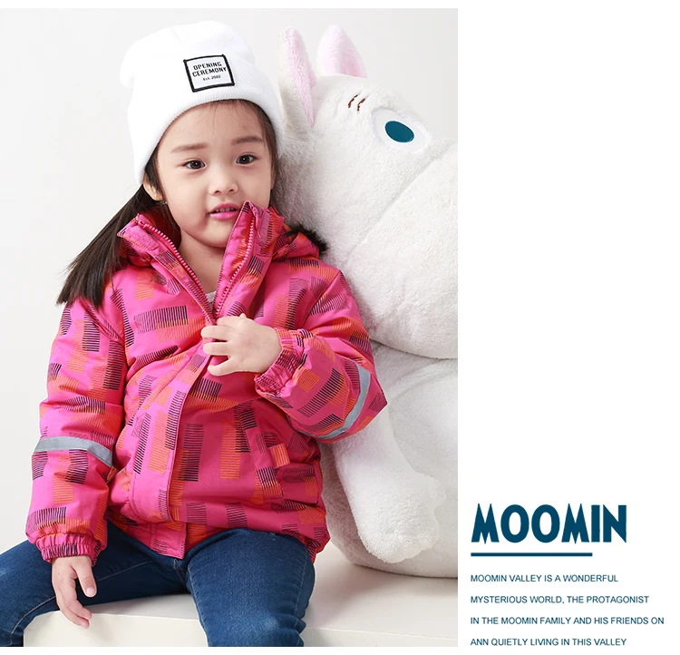 Moomin/ г.; Водонепроницаемая детская зимняя куртка; теплый синий зимний комбинезон на молнии с капюшоном для активного отдыха; куртка для мальчиков; зимняя хлопковая куртка «Оксфорд»
