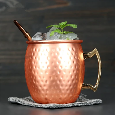 1Pcs Drum Copper 1 шт, 550 мл, пищевая нержавеющая сталь, мол, кружка, барабан, медное покрытие, пивная кружка, кофейная кружка, стакан для воды, посуда для напитков, 3 стиля - Цвет: 1Pcs Drum Copper