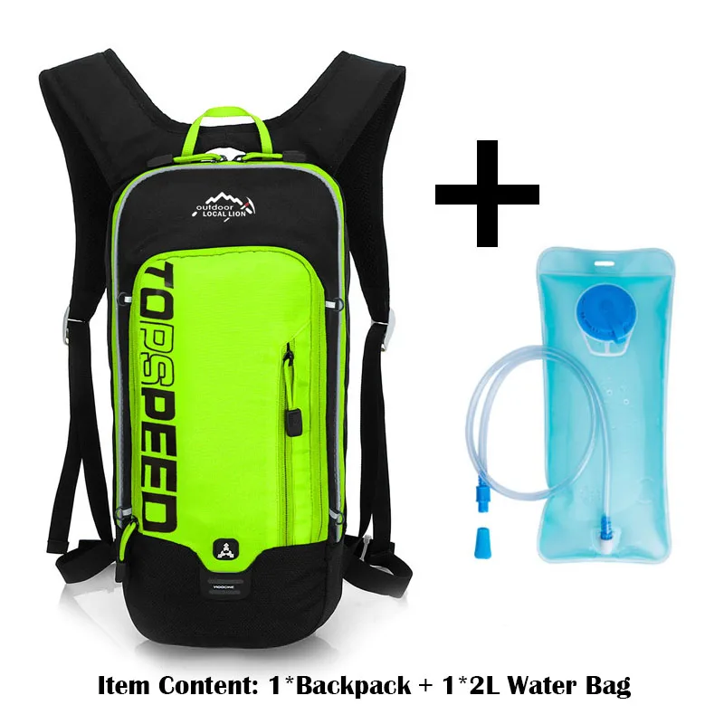 green with water bag Местный лев 6л водонепроницаемый велосипедный рюкзак, мужская и женская MTB велосипедная сумка для воды, нейлоновый рюкзак для пешего туризма и отдыха на велосипеде гидратационный рюкзак - Цвет: green with water bag