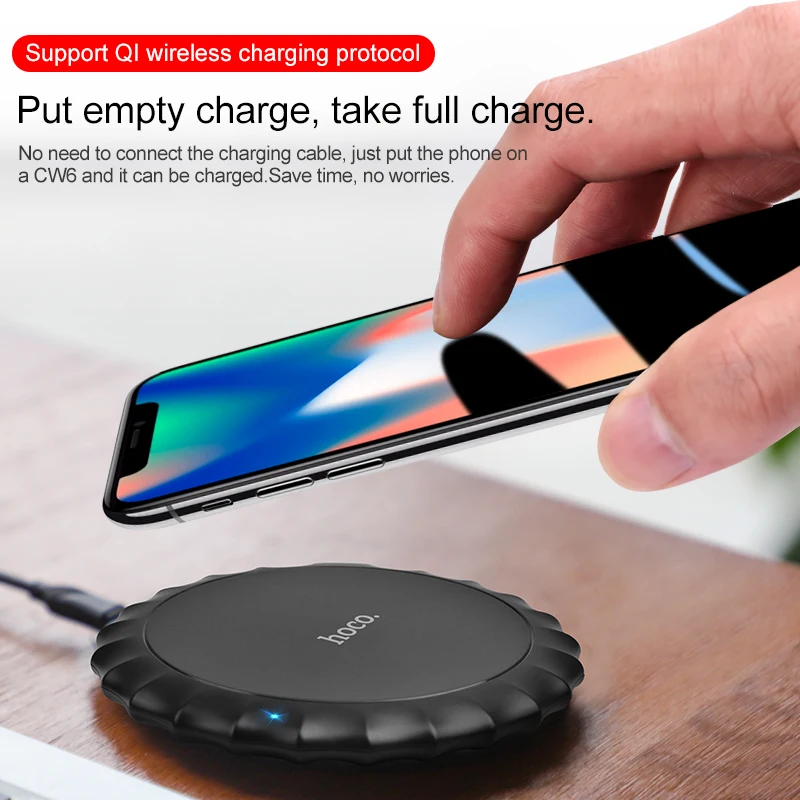 Беспроводное зарядное устройство HOCO Qi Беспроводной Зарядное устройство для iPhone X/XS Max XR 8 плюс настольное заряд Беспроводной зарядного устройства для samsung S8 S9/S9+ Note 9