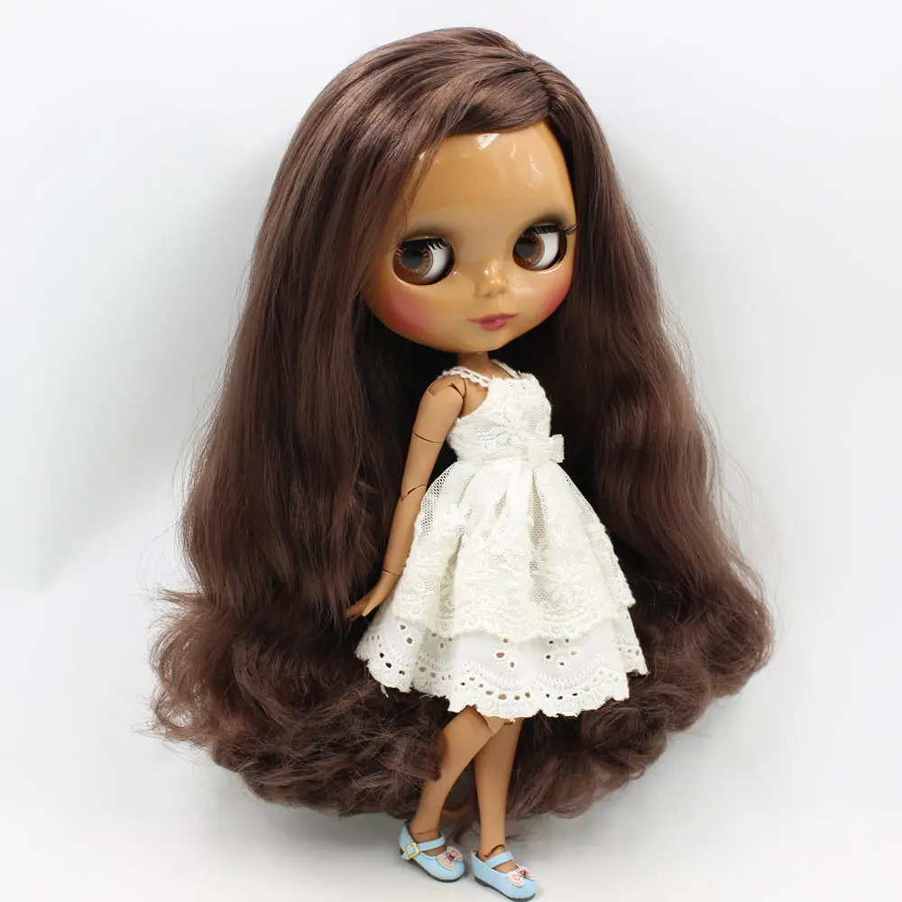 Ледяной DBS Blyth кукольные нет. BL0222 Brwon вьющиеся волосы шарнирное тело шоколад кожи