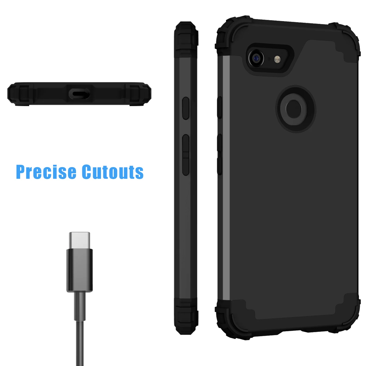 LUPHIE для Google Pixcel 3 XL/Pixel 3 чехол противоударный защитный полный корпус 3 в 1 Гибридный Жесткий ПК и мягкий силиконовый сверхпрочный чехол
