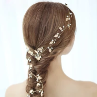 floralbride golden wired rhinestones crystal imitation pearls wedding headband bridal hair vine hair accessories women jewelry