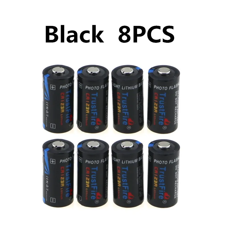 Black 8PCS 3V CR123A батарея CR123 CR 123A батареи 16340 литий-ионная батарея основная литиевая батарея для камеры/видеоигры плеер - Цвет: Black 8PCS