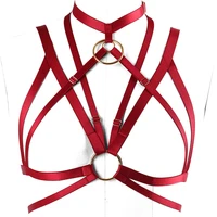 sexy body harness cage bralette bondage chest bra red for women strappy garter belt goth tops plus size club party dance wear
