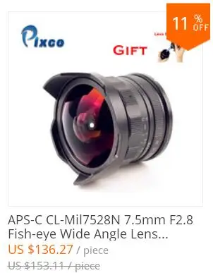 Pixco APS-C CL-Mil7528N 7,5 мм F2.8 рыбий глаз широкоугольный объектив подходит для Fujifilm FX NEX Micro 4/3 EOS M+ подарок M6 M5 M10 M3 M2