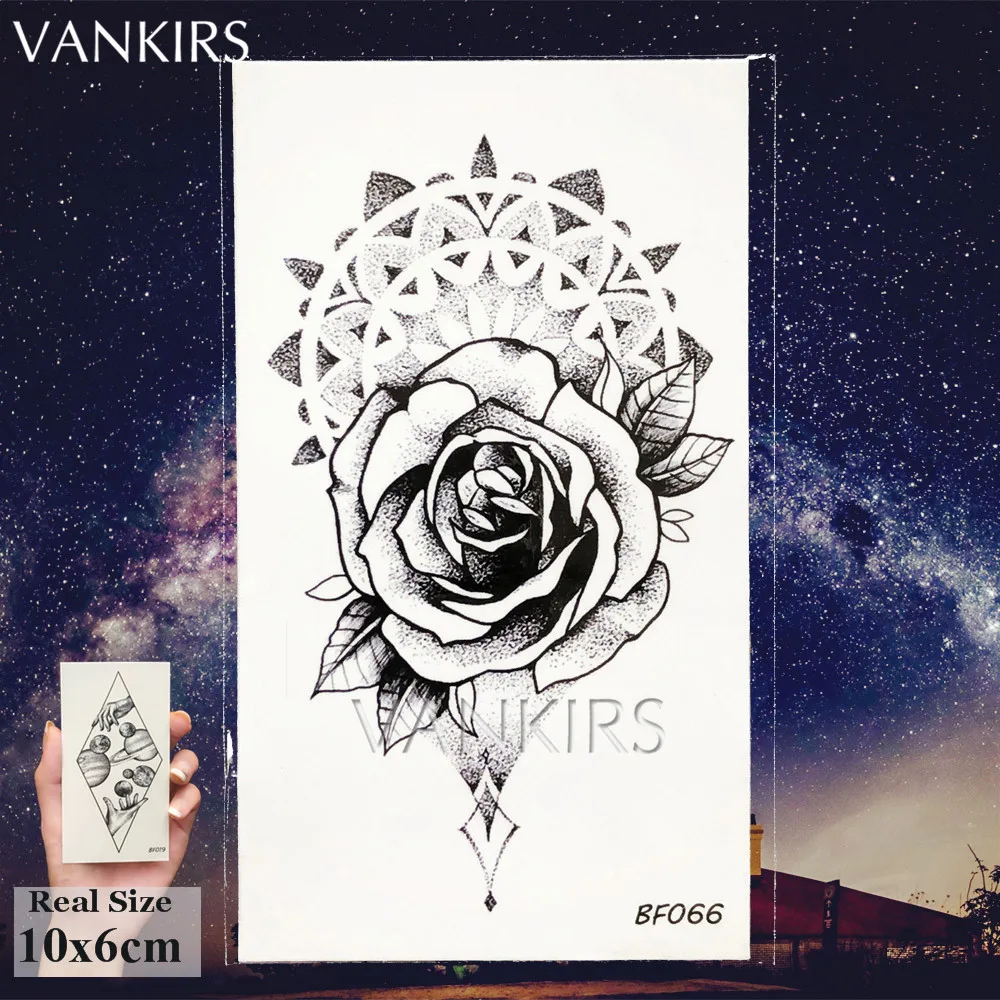 VBF066 Индийский серьги Henna Mandala временная татуировка Стикеры Для женщин тела Искусство Цветочный тату черный поддельной кружевной кулон Девушка "сделай сам", наклейка на Водонепроницаемый - Цвет: VBF066