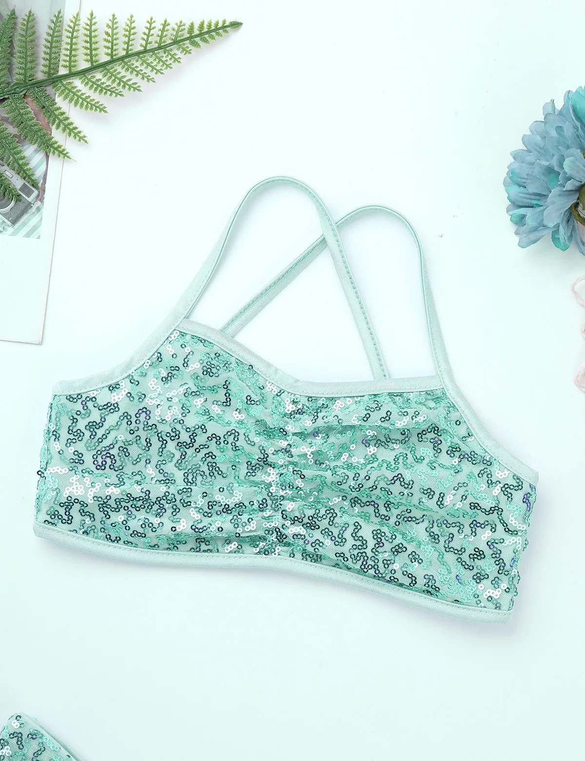 Комплект для балета с блестками девочек комплект из топа на бретельках и юбки