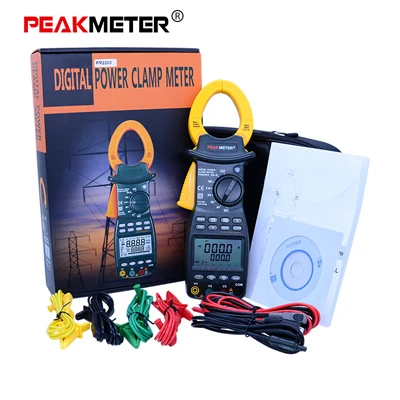 MS2203With Color box Цифровой токоизмерительный клещи PEAKMETER True-RMS мультиметр для переменного напряжения частота реактивной мощности с интерфейсом RS232C - Цвет: MS2203With Color box