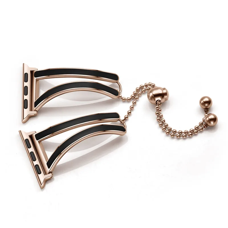 Rose gold black 44 мм 42 мм 38 мм 40 мм браслет из розового золота ремешок для часов аpple 4 3 2 1 женские ювелирные изделия ремешок для часов iWatch аксессуары - Цвет ремешка: Rose gold black